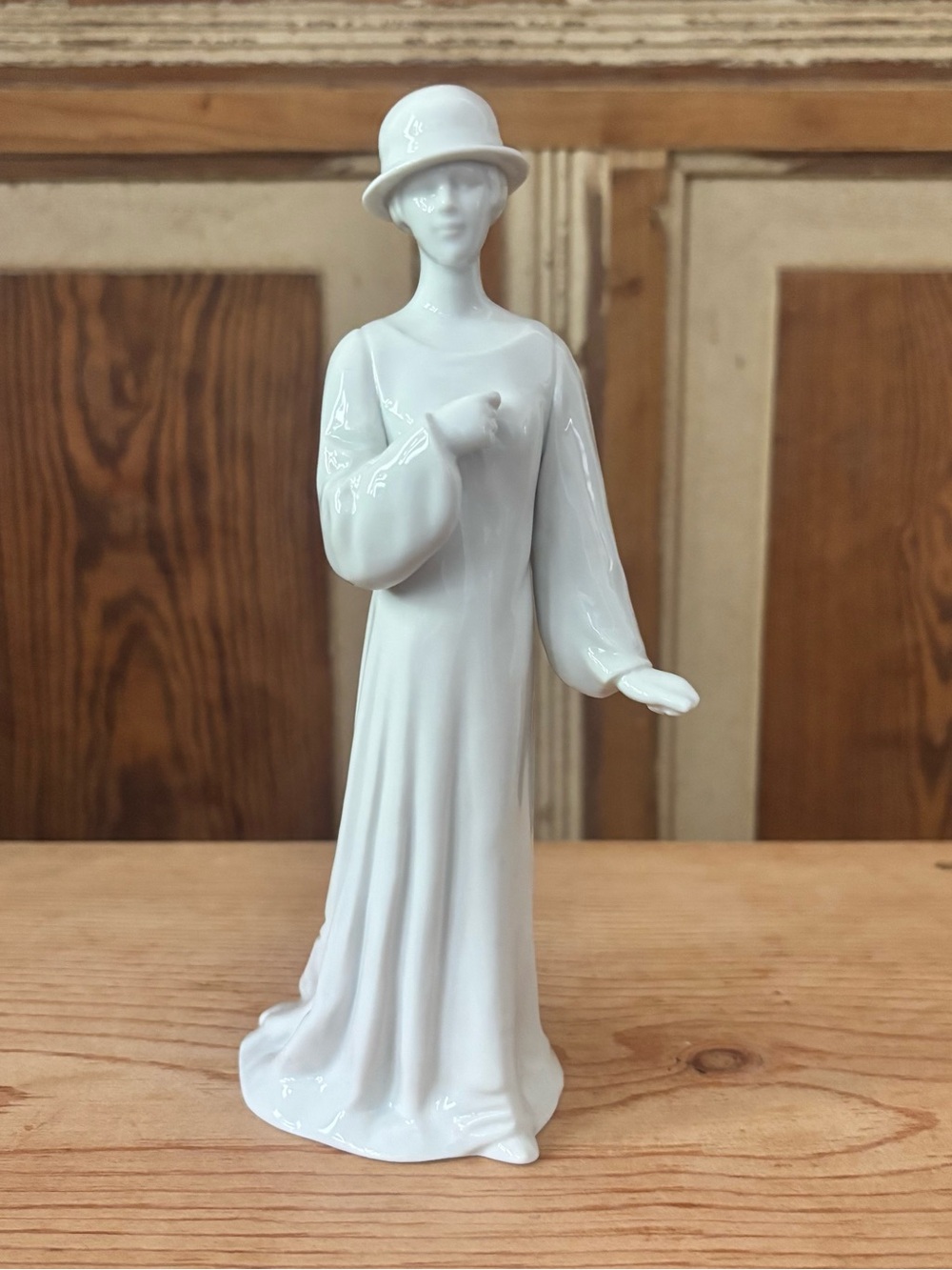Porcelain Lady Figurine in White - Decorative Home Art-8.5” tall